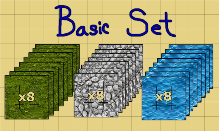 8 Grass, 8 Rock, 8 Water