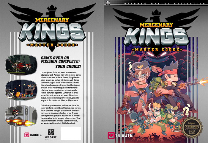 A work-in-progress mock up of the front and back covers by Brady Hartel. Art by Stéphane Boutin of Tribute Games.
