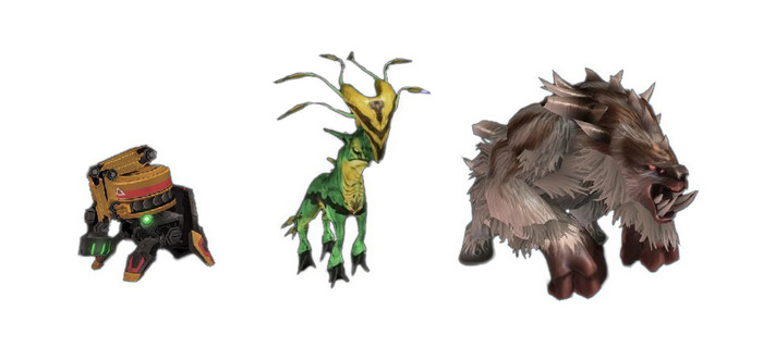 Pets from left to right: Automaton 2000, Artosilope and Baby Ursadon