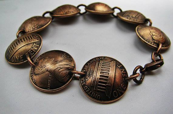 Reward for $50 pledge level- Domed Copper Lucky Penny Bracelet From Geisha Creations