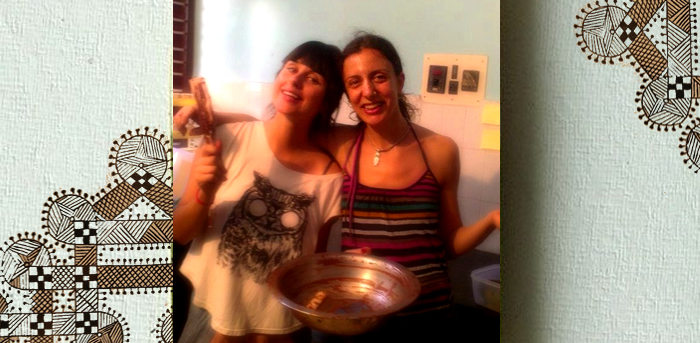 Paula (left) & Angelika (right) after tempering a gorgeous batch of chocolate