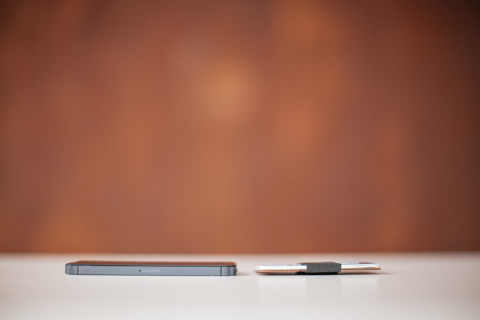 The Dollar Wallet compared to an iPhone 5