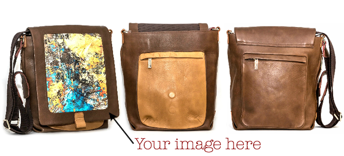 Leather Crossbody Bag: 55” Shoulder Strap, Exterior Magnetic Flap, Fits 13” or Smaller Laptop