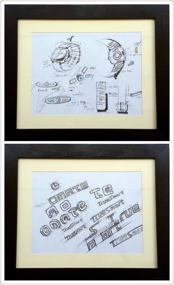Original sketches of Omate and the birth of the Omate logo, now hangs in our office