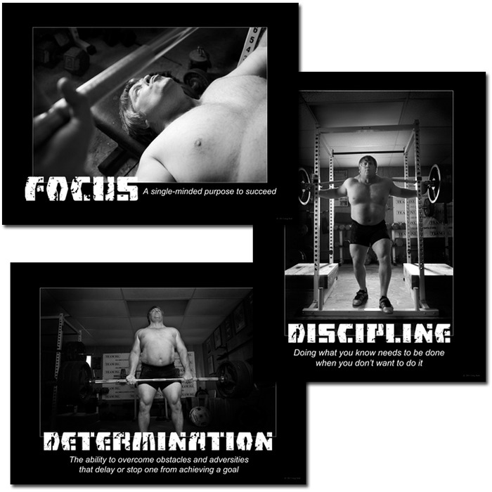 Set of three 18x24 motivational posters featuring Greg's personal definitions of DFD