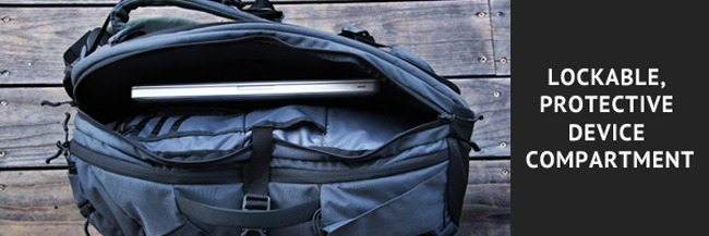 Keep your gadgets safe, but within easy side-access reach in the separate, secure electronics compartment. Your device is suspended in a neoprene sleeve, so no matter which way you put the bag down, your valuables won't hit the ground.