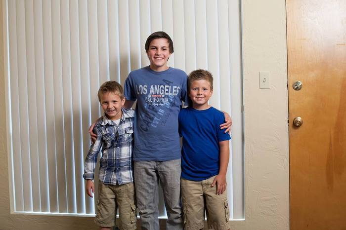 From left to right, Colton Nicol as Patrick Cozad, the actual Denver Wells, Ty Hellenthal as Denver Wells