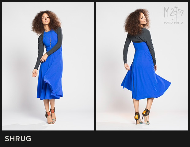 Long sleeves / Perfect layer to wear with a sleeveless dress / Liquid jersey / Shown here in Cargo with the Sophia dress / $175