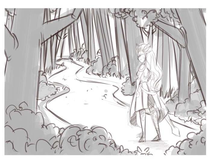 Leona enters the forest on way to confront Diana