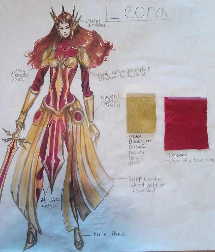 Leona costume art. Handed off to designers and prop-smiths