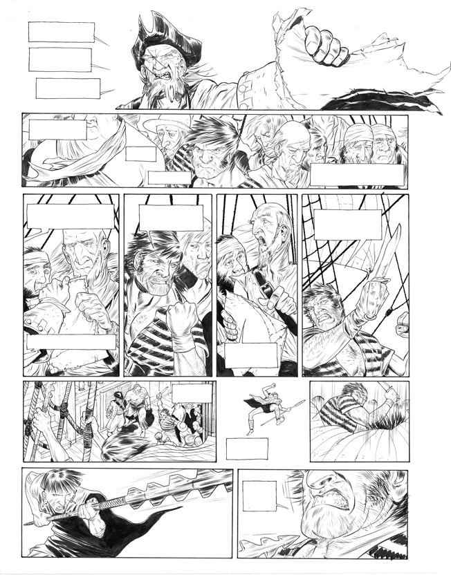 The crew rebellion (22"x17", india ink on paper)