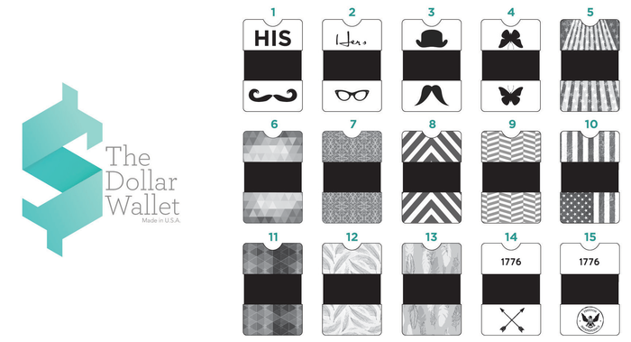 1st round of laser designs for the $6 Dollar Wallet Plus Laser Design – designed by Paul Briney. *These designs are in progress and subject to change.