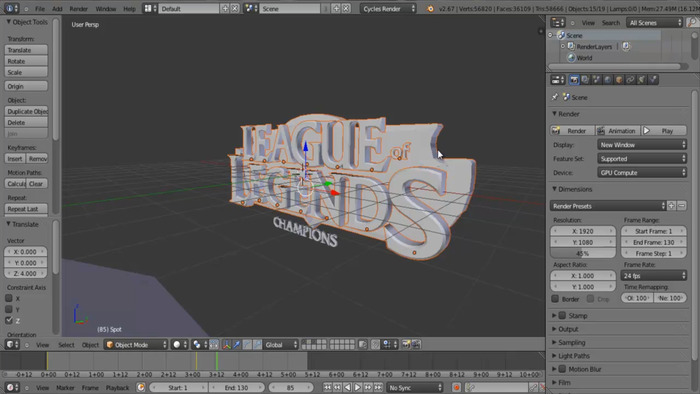 Still from making the 3D intro from our amazing editors