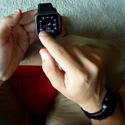 The watch shown is the engineering prototypes we are using in tests. You can see the final design TrueSmart worn on the wrist (right bottom corner of pic).