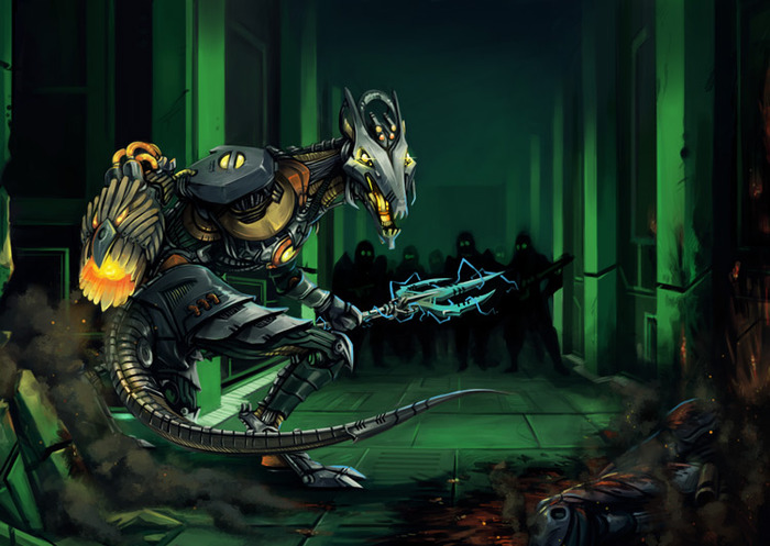 The Mark I Assault Fiend with Napalm-X Flame Weapon and Power Trident.