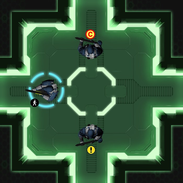 Gameplay view mockup. We are partisans of the bird’s view for tacticals.