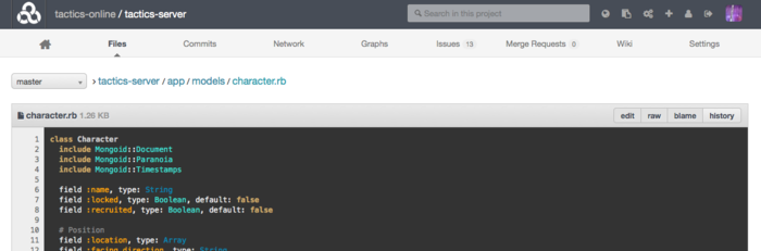 Our private git repository for our server code