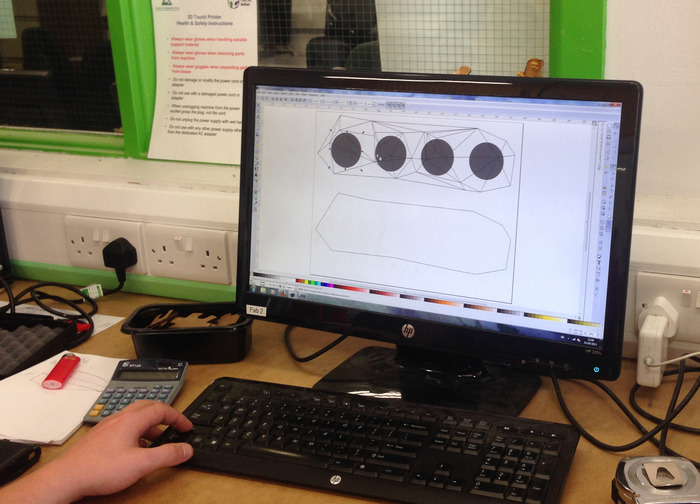 Prototyping our beer paddle at FabLab Belfast.