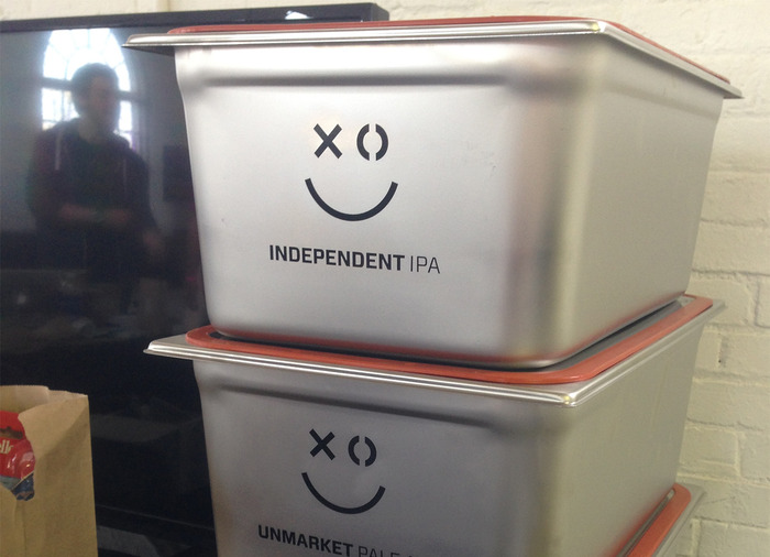 Stackable fermentation tank, branded for XOXO conference