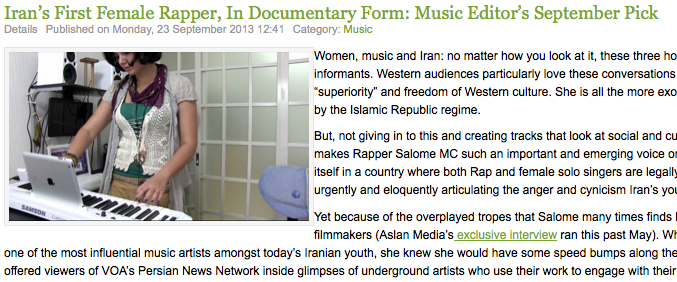 Salome's Tale Project featured on Aslan Media