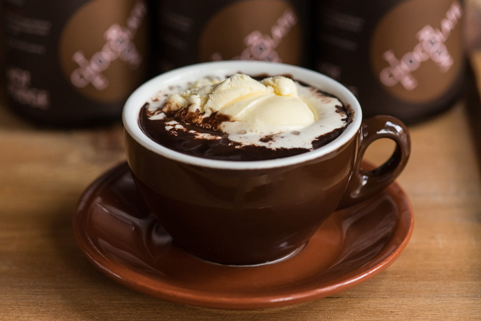 Dark Hot Chocolate Float with our homemade ice cream!