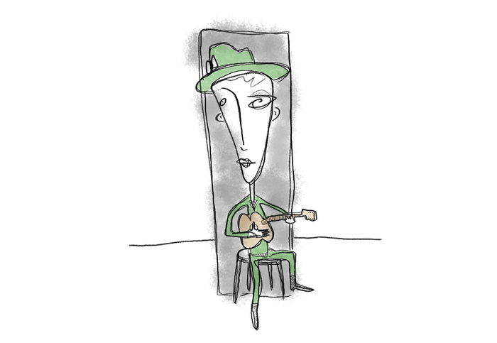 Guitarist in a Green Suit