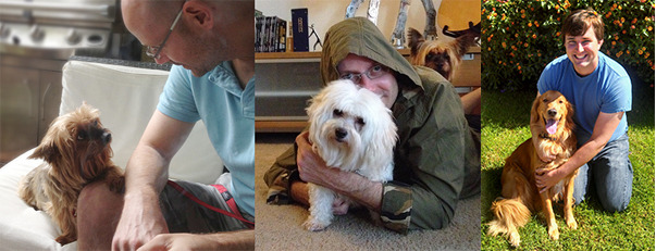 Oz with Freedom and Bailey, and Patrick with Asta.