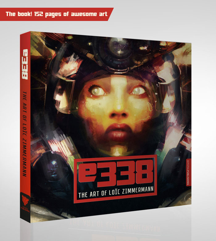 Here is a mock-up of the e338: The Art of Loïc Zimmermann book cover featuring one of the girls from the incredible Binaural series