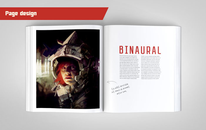Here is an early mock-up of a spread in the book. This one features one of the Binaural girls too! Every effort will be made to ensure this book is clean and reflects the styling of Loïc's impressive portfolio