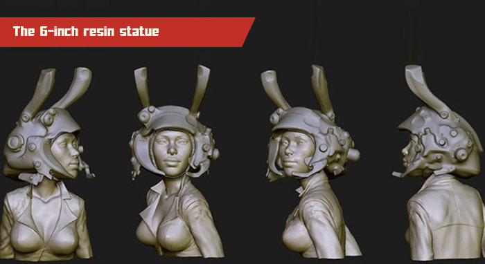 These renders from ZBrush show the work-in-progress model for the resin statue. The final version may differ due to casting requirements