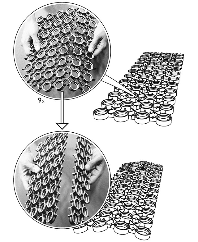The layers have perforations that allow them to snap apart into structural members.