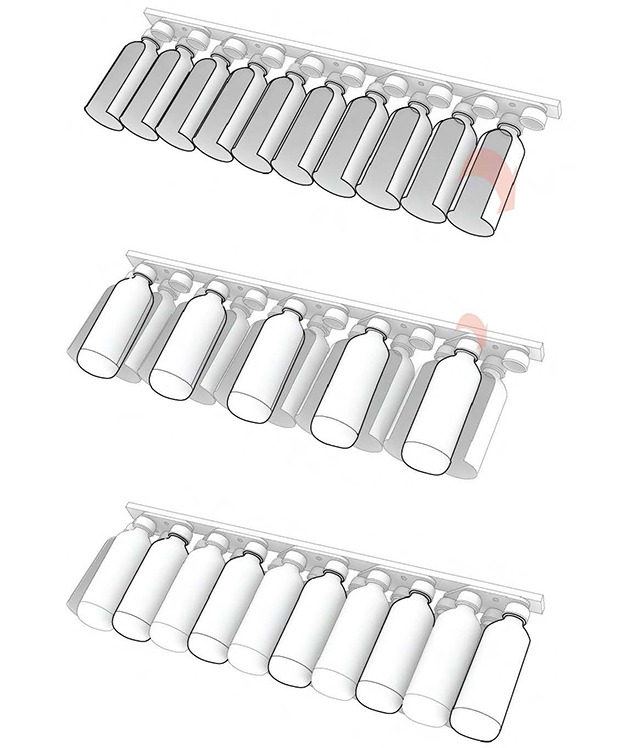 Bottles interlock to shed water and allow for natural ventilation.