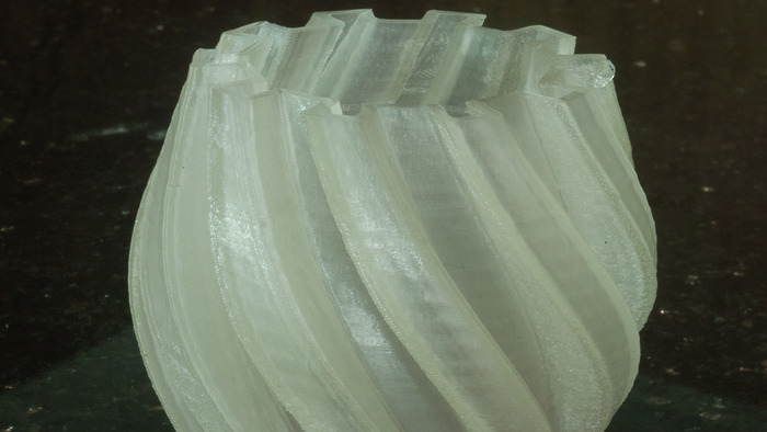 Twist Gear Vase @ 60mm/s / .1mm Layer Height in Natural PLA
