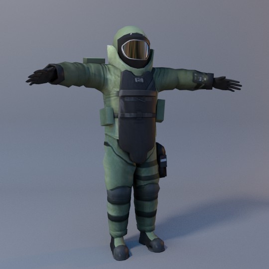 3-D EOD suit designed by Matt McComb for the film's title sequence.