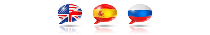 English, Spanish and Russian