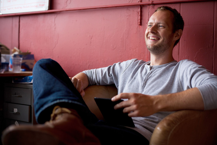 Mike in our little red office