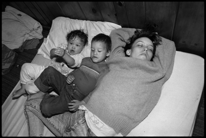 Tiny sleeping with Daylon and La Shawndrea, Seattle, 1989