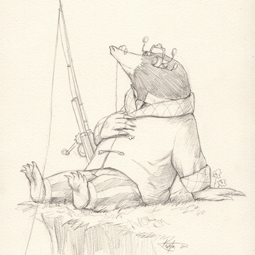 Clever Mole and his fishing contraption