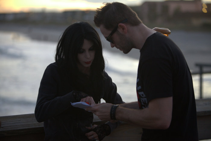 Bruce directing Amber on an episode of Florida in the Shadows