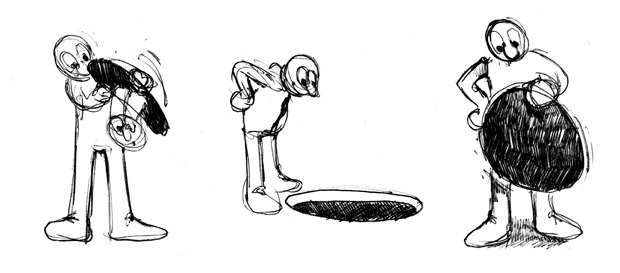 Early sketches: the 'magic hole' gag