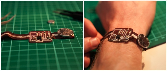 Binary Watch running Arduino printed on fabric (97% polyester, 3% spandex)