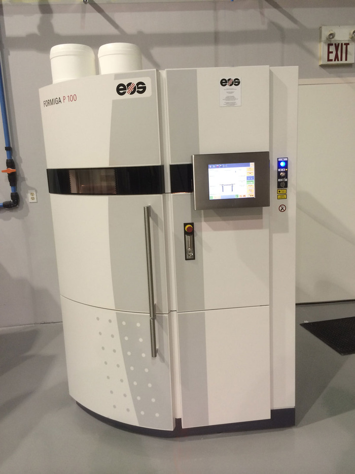 The actual FORMIGA P100 3D Printer that produced the prototypes and the same machine that will make the production parts!