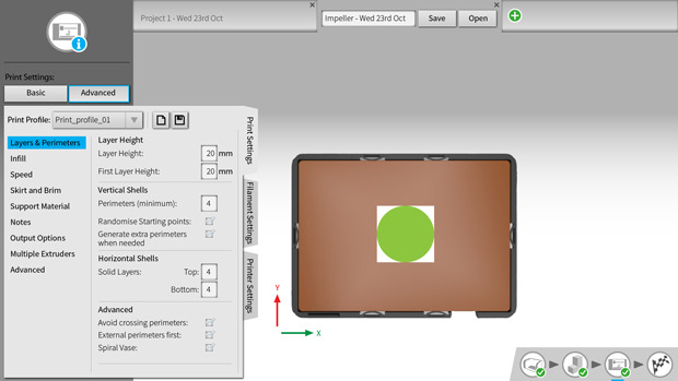 AutoMaker™ Beta 2.0 - Simple controls with a powerful advanced tab that allows users to tweak every variable and create their own print profiles