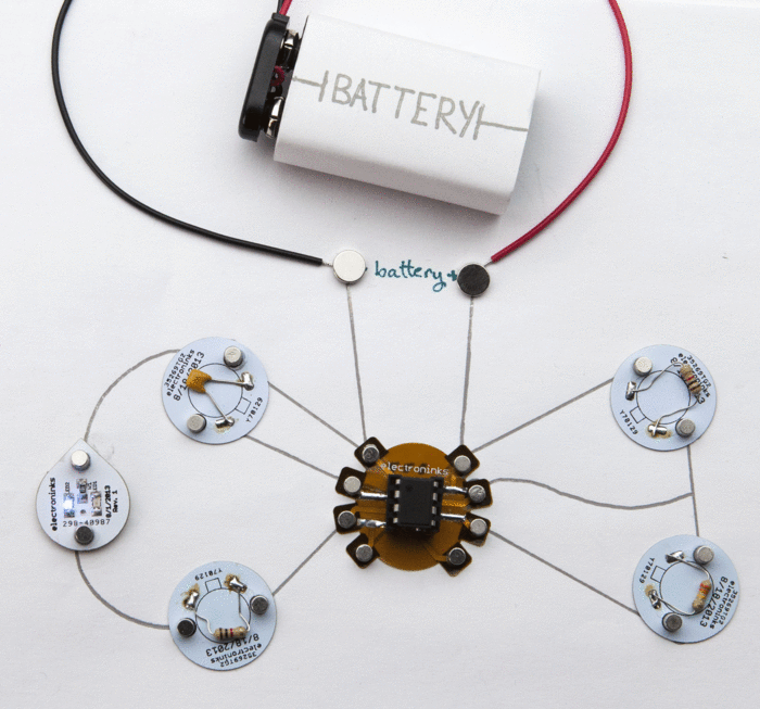 With Circuit Scribe schematic sketches can become instant working prototypes. Our custom electronic components snap right in to your circuits.