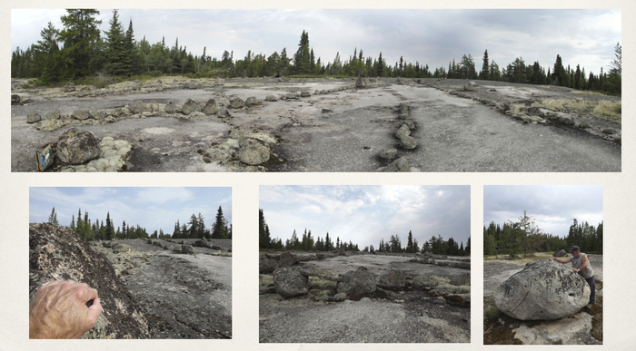 Sonic landscape architecture marked by old stones in the Manitoba back country.