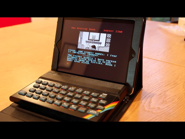 This is NOT the physical prototype Bluetooth ZX Spectrum (in fact it’s a 48K Sinclair ZX Spectrum sitting next to an iPad) but - logo’s aside - it does a better job than any CGI of illustrating how the physical prototype Bluetooth ZX Spectrum will look.