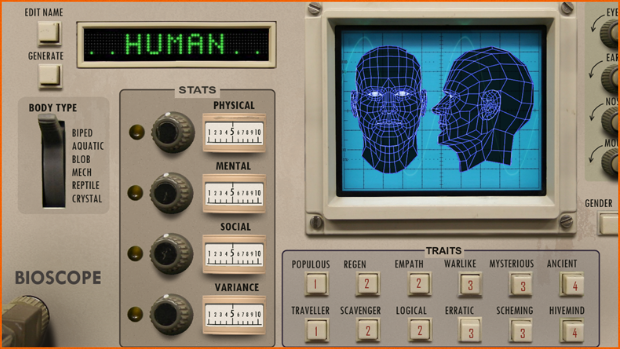 Use the Bioscope to define your species' characteristics