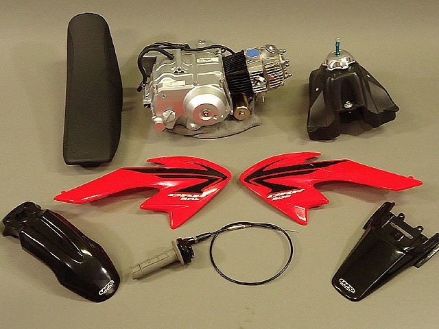 The main xr50/pitbike parts needed for a Motoped build