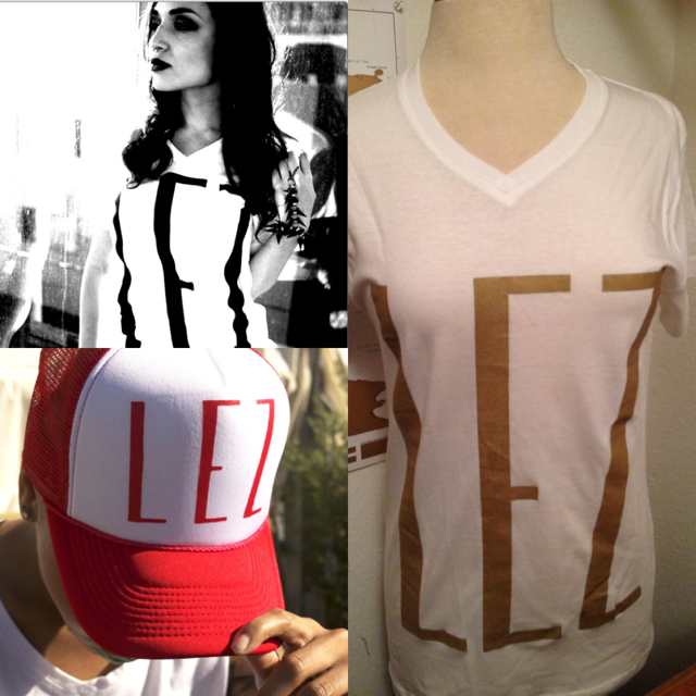 Small G.Q.A White V-Neck Tee and White and Red Hat - $75