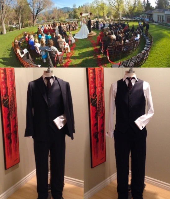 Custom tailored suit from Sharpe Suiting AND a customizable ceremony from Your Perfect Wedding $1100
